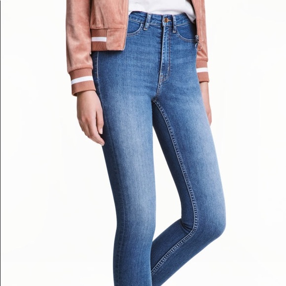 H&M Denim - H&M Skinny High Waist Jeans Light Wash Denim Blue